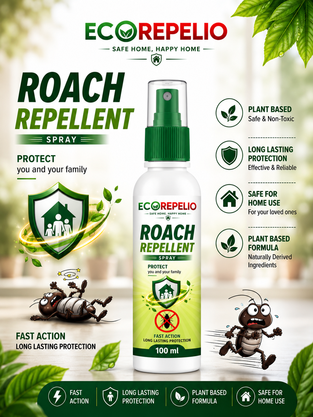 Cockroach Repellent Spray- Eliminate roaches & other insects from home