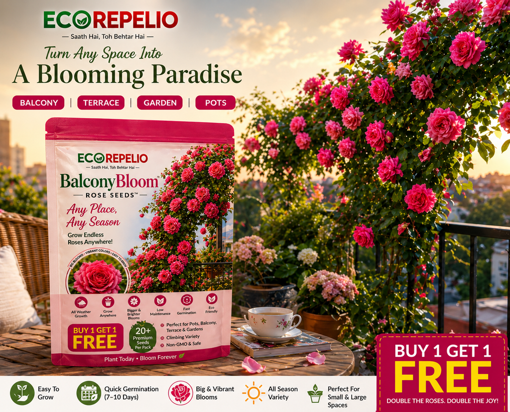 BalconyBloom Rose Seeds + Plant Booster Stick Free By Ecorepelio