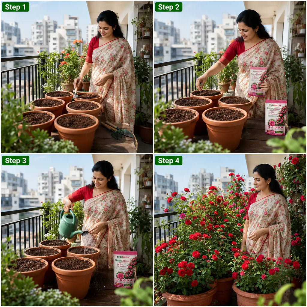 BalconyBloom Rose Seeds + Plant Booster Stick Free By Ecorepelio